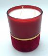 Lumanare parfumata turnata in pahar rosu cu margine de catifea